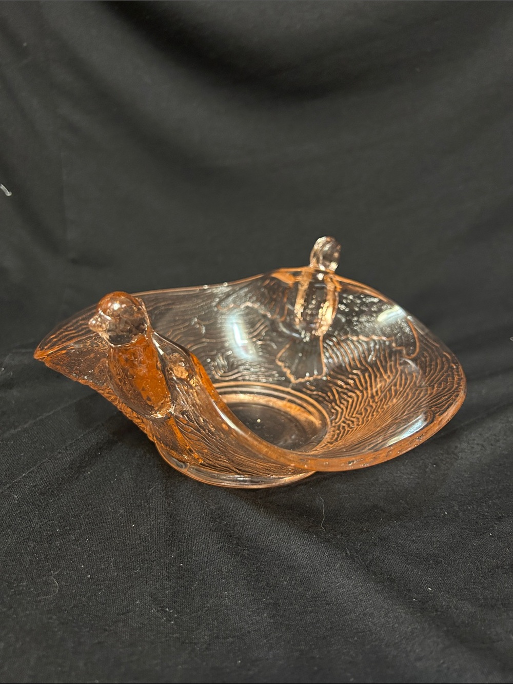 Fenton Pink Vaseline Glass Bird Dish